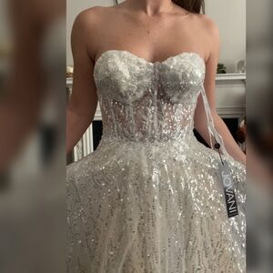 Sparkly corset wedding dress, reception, ball gown, prom or pageant evening gown